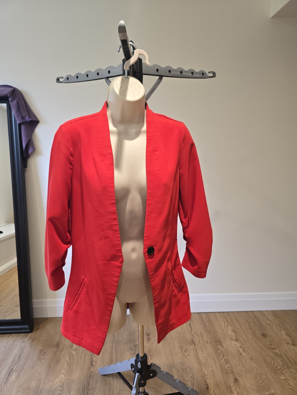 Dynamite Vibrant Red Open-Front Blazer with Single Button